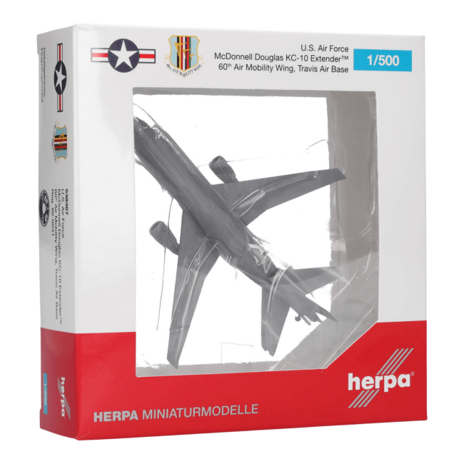 Herpa Wings U.S. Air Force McDonnell Douglas KC-10 Extender 60th AMW Travis Air Base Farewell Edition - 86-0031 (1:500)